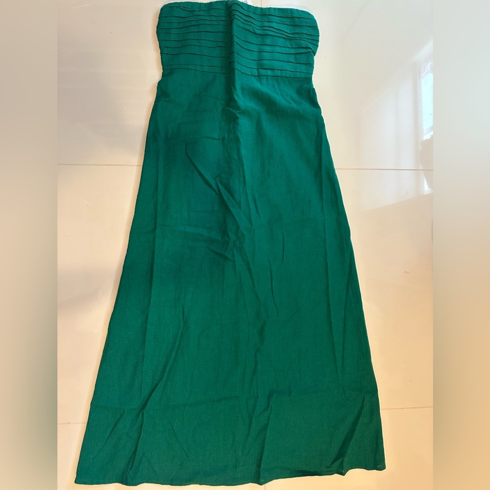 Abercrombie & Fitch Green Maxi Cocktail linen blend Dress. -fits like a Medium